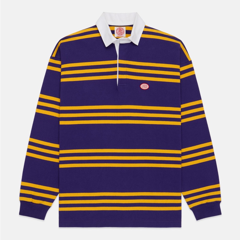 MADE-IN-USA PURPLE TRIPLE STRIPE J. PRESS SEAL COTTON RUGBY
